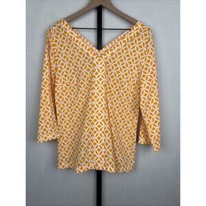 NEW Peter Millar Colorful Tunic Top Women's Medium Orange White Geometric Cotton